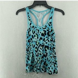 Lorna Jane tank top. Turquoise cheetah print. XS